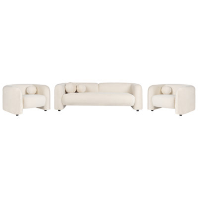 Beliani Living Room Set 5 Seater Leiren Velvet Off-White from B&Q