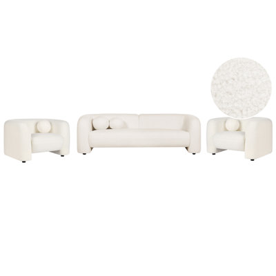 Beliani Living Room Set 5 Seater Leiren Boucle White from B&Q