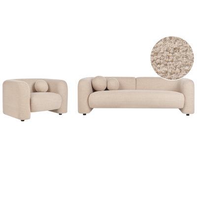 Beliani Living Room Set 4 Seater Leiren Boucle Beige from B&Q