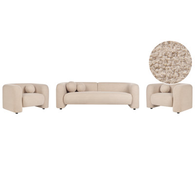 Beliani Living Room Set 5 Seater Leiren Boucle Beige from B&Q
