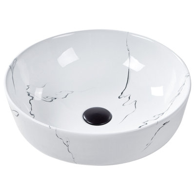B&Q -  Countertop Basin Hopi White Marble 420 mm Ceramic