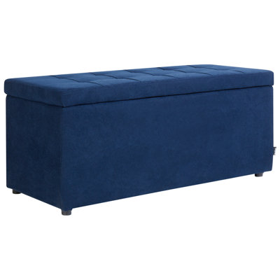 Beliani Blue Retro Fabric Ottoman Navy Orem B&Q