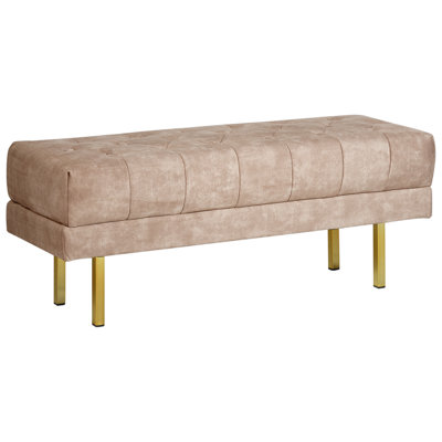 B&Q -  Upholstered Bench Roseville Velvet Taupe