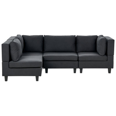 Beliani Modular Corner Sofa 4 Seater Unstad Right Hand Black Fabric from B&Q