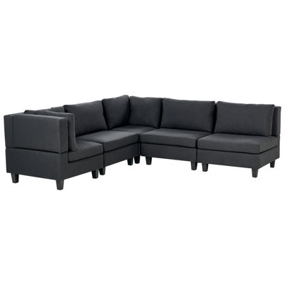 Beliani Modular Corner Sofa 5 Seater Unstad Right Hand Black Fabric from B&Q