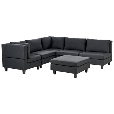 Beliani Modular Corner Sofa 5 Seater Unstad Right Hand Black Fabric With Ottoman from B&Q