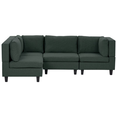 Beliani Modular Corner Sofa 4 Seater Unstad Right Hand Dark Green Fabric from B&Q