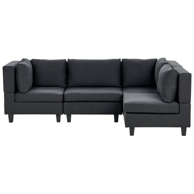 Beliani Modular Corner Sofa 4 Seater Unstad Left Hand Black Fabric