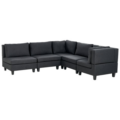 Beliani Modular Corner Sofa 5 Seater Unstad Left Hand Black Fabric from B&Q