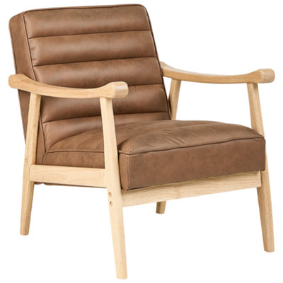Beliani Armchair Leknes Faux Leather Brown from B&Q