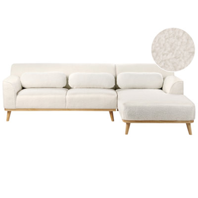 Beliani Corner Sofa 3 Seater Simos Boucle White Left Hand from B&Q