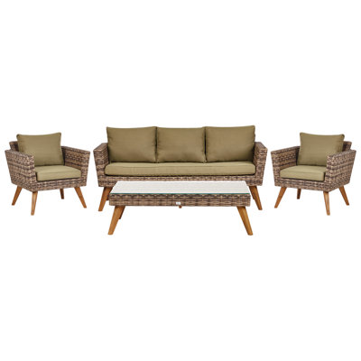 Beliani Garden Lounge Set With Table 5 Seater Vittoria Xl Olive Green Pe Rattan from B&Q