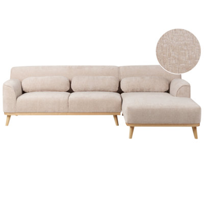 Beliani Corner Sofa 3 Seater Simos Chenille Beige Left Hand from B&Q