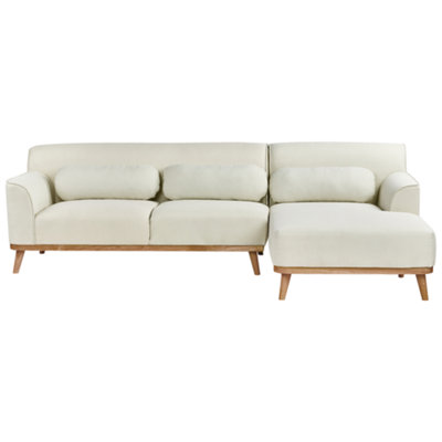 Beliani Corner Sofa 3 Seater Simos Fabric Off-White Left Hand from B&Q