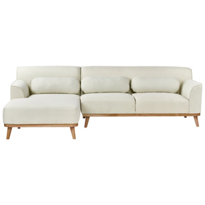 Beliani Corner Sofa 3 Seater Simos Fabric Off-White Right Hand from B&Q