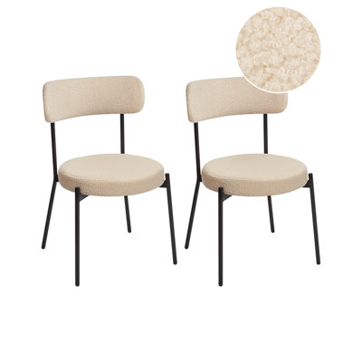 B&Q -  Set Of 2 Dining Chairs Allison Boucle Light Beige