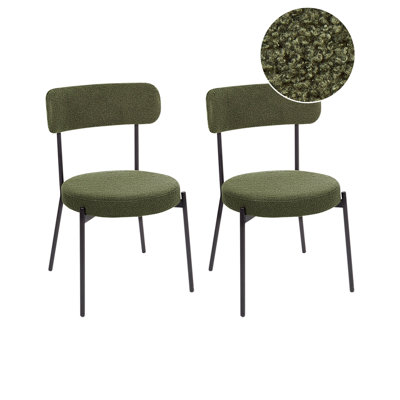 B&Q -  Set Of 2 Dining Chairs Allison Boucle Dark Green