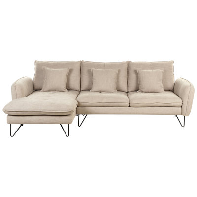 Beliani Corner Sofa 3 Seater Sersan Chenille Beige Right Hand from B&Q