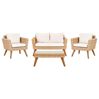Beliani Garden Lounge Set With Table 4 Seater Vittoria Off-White Pe Rattan from B&Q