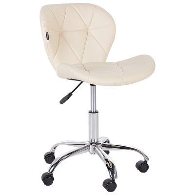 B&Q -  Desk Chair Valetta Faux Leather Beige