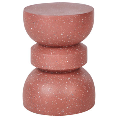 Beliani Side Table Faliro 37 Cm 37 Cm Red Terrazzo from B&Q
