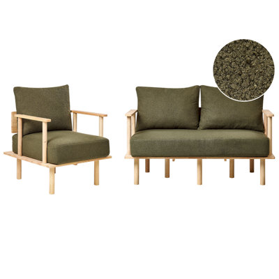 Beliani Living Room Set 3 Seater Asker Boucle Dark Green from B&Q