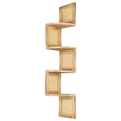 B&Q -  4 Tier Shelving Unit Alder Paulownia Wood 101 Cm Light Brown