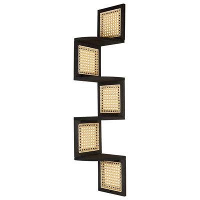 B&Q -  4 Tier Shelving Unit Alder Paulownia Wood 101 Cm Black
