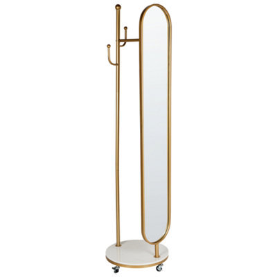 B&Q -  Coat Stand With Mirror Lorena 172 Cm Metal Gold