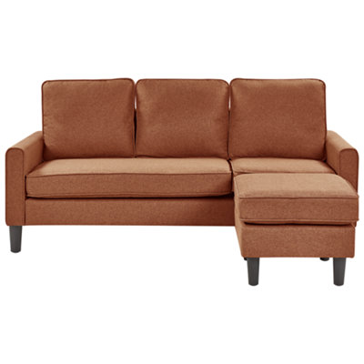 Beliani Sofa 3 Seater Avesta Fabric Golden Brown With Ottoman from B&Q