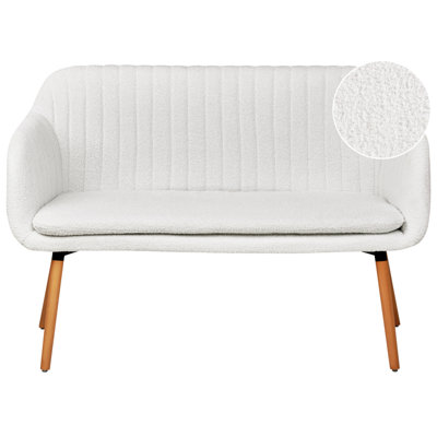 Beliani Upholstered Bench 2 Seater Taby Boucle Off-White from B&Q