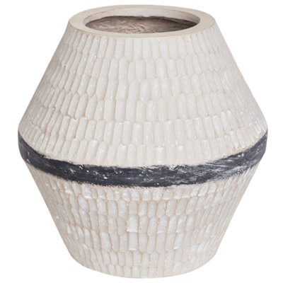 Beliani Flower Vase Aruncus Ceramic 30 Cm Beige from B&Q