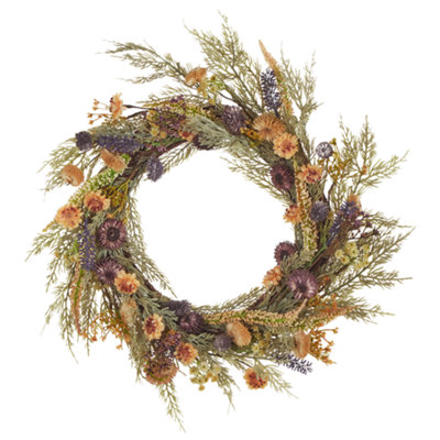 B&Q -  Decorative Wreath Camrun 45 Cm Green