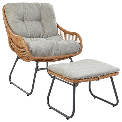 B&Q -  Garden Chair Mestre With Footstool Pe Rattan Natural