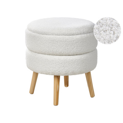 B&Q -  Storage Stool Okaton Boucle White