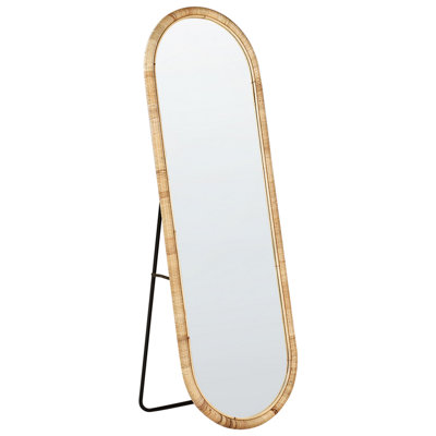 B&Q -  Standing Mirror Montot 150 Cm Rattan Natural