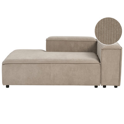 Beliani Right-Hand Chaise Longue Ardal Corduroy Light Brown from B&Q