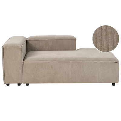 Beliani Left-Hand Chaise Longue Ardal Corduroy Light Brown from B&Q