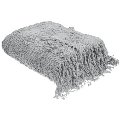 Beliani Blanket Vella Cotton 220 X 240 Cm Grey from B&Q
