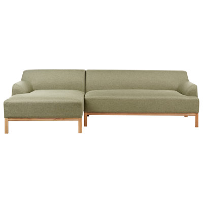 Beliani Corner Sofa 3 Seater Sosjo Fabric Olive Green Right Hand from B&Q