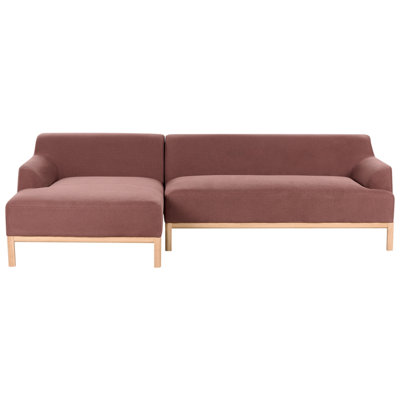 Beliani Corner Sofa 3 Seater Sosjo Fabric Burgundy Right Hand from B&Q