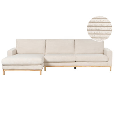 Beliani Corner Sofa 4 Seater Siggard Ii Corduroy Light Beige Right Hand from B&Q