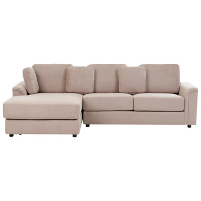 Beliani Corner Sofa 4 Seater Kohlo Fabric Taupe Right Hand from B&Q