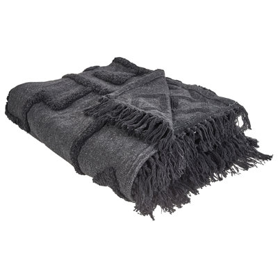 Beliani Blanket Chack Cotton 200 X 220 Cm Dark Grey from B&Q