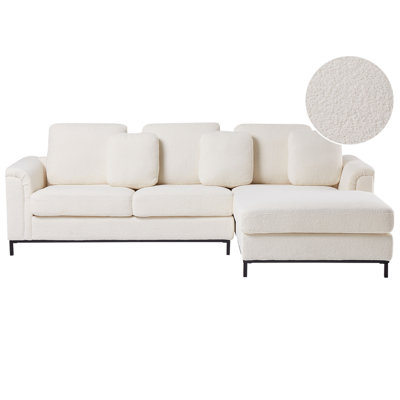 Beliani Corner Sofa 4 Seater Oslo Boucle White Left Hand from B&Q