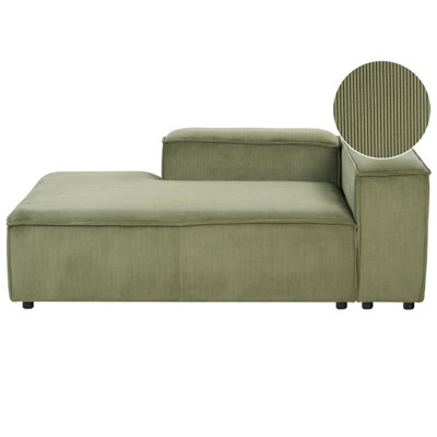 Beliani Right-Hand Chaise Longue Ardal Corduroy Green from B&Q