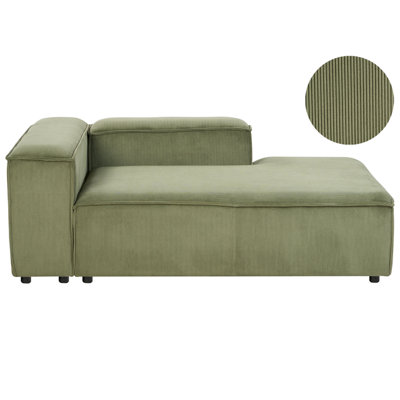 Beliani Left-Hand Chaise Longue Ardal Corduroy Green from B&Q
