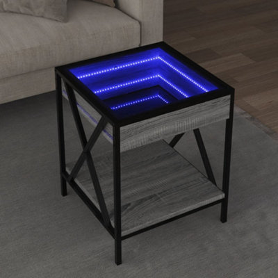 Berkfield Coffee Table With Infinity Led Grey Sonoma 40X40X49 Cm