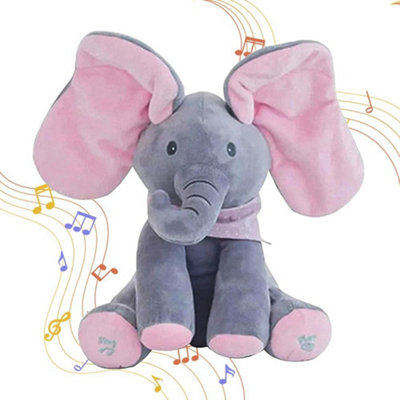 Alivio Peek A Boo Elephant Singing Musical Baby Plush Toy Stuffed Doll from B&Q