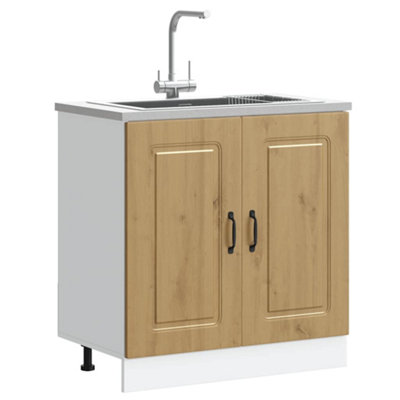 Berkfield Sink Base Cabinet Kalmar Artisan Oak 80X46x81.5 Cm Engineered Wood